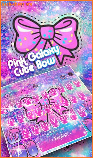 Glitter Pink Galaxy Cute Bow Keyboard Theme screenshot