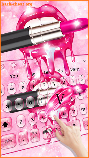 Glitter Pink Kiss Keyboard Theme screenshot