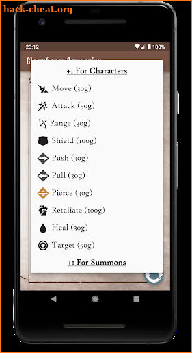 Gloomhaven Enhancement Calculator screenshot