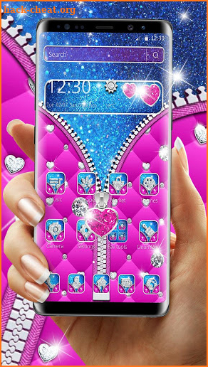 Glossy Glitter Love Zipper Theme screenshot