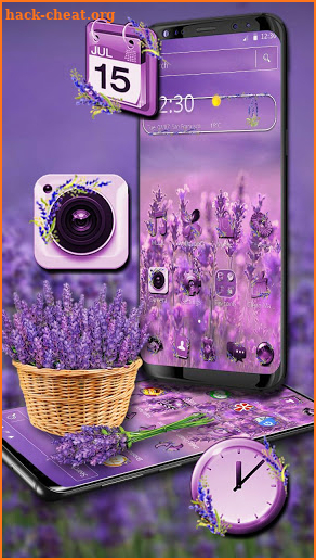 Glossy Lavender Flowers Theme screenshot