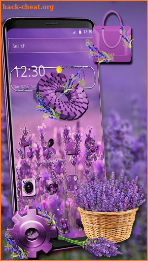 Glossy Lavender Flowers Theme screenshot