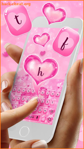 Glossy Pink Love Heart Keyboard Theme screenshot