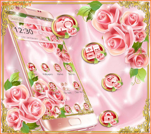 Glossy Pink Rose Gold theme screenshot