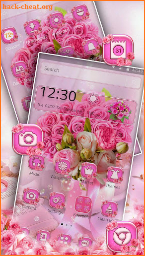 Glossy Pink Roses Launcher Theme screenshot