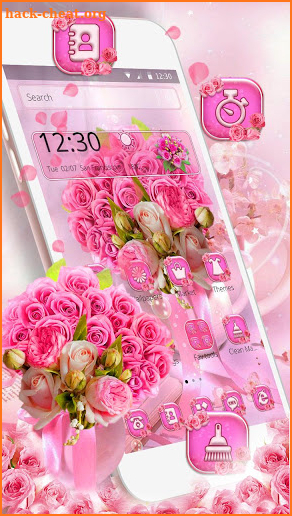 Glossy Pink Roses Launcher Theme screenshot