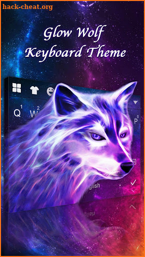 Glowing Wolf Keyboard Theme with Emoji screenshot