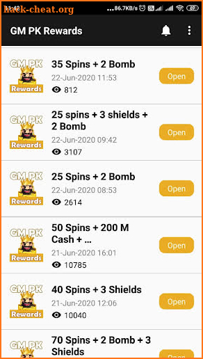 GM PK Rewards - Free Spins, Cash, Shields Rewards screenshot