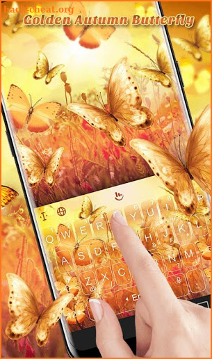 Gold Autumn Butterfly Keyboard Theme screenshot