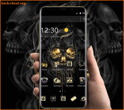 Gold Black Horrific Skull Theme screenshot