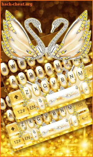 Gold Diamond Lovers Swan Keyboard Theme screenshot