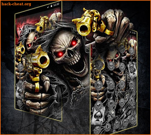 Gold Fire Gun Warrior Skull Theme screenshot