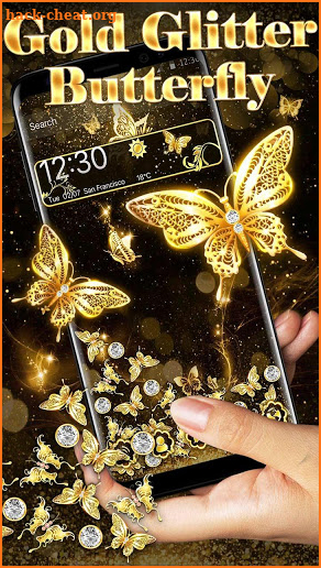 Gold Glitter Butterfly Gravity Theme screenshot