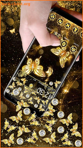 Gold Glitter Butterfly Gravity Theme screenshot