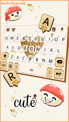 Gold Glitter Heart Keyboard Background screenshot