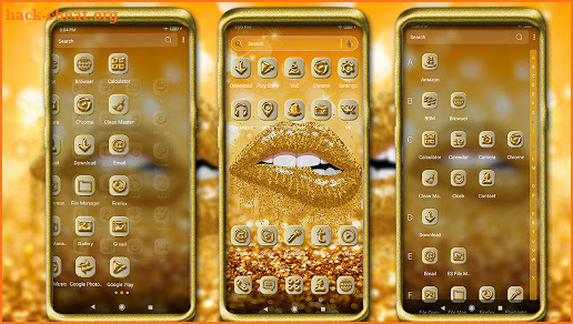 Gold Glitter Lips Launcher Theme screenshot