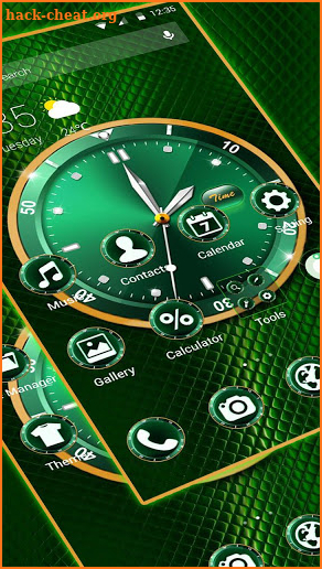 Gold Green Luxury Clock APUS launcher Theme screenshot