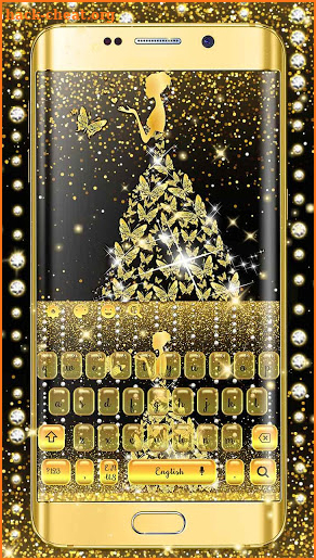 Golden Butterfly Glitter Girl Keyboard screenshot