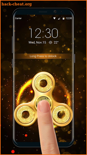 Golden fidget spinner lock screen screenshot