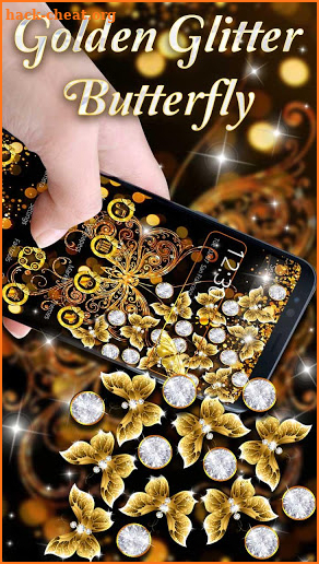 Golden Glitter Butterfly Gravity theme screenshot