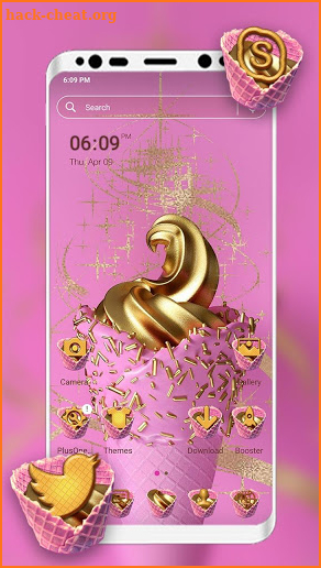 Golden Pink Ice Cream Launcher Theme screenshot