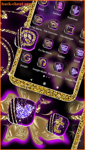 Golden Purple Butterfly Launcher Theme screenshot