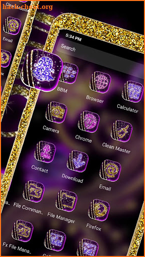 Golden Purple Butterfly Launcher Theme screenshot