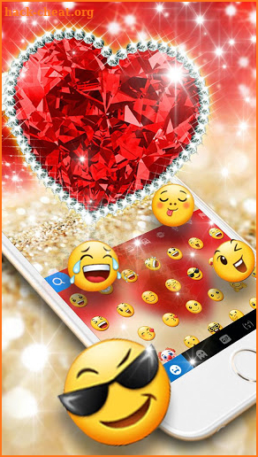 Golden Red Luxury Heart Keyboard Theme screenshot