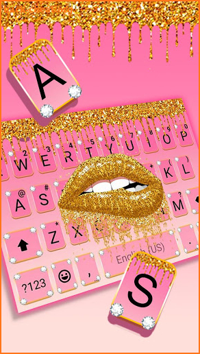 Golden Sexy Lips Keyboard Theme screenshot