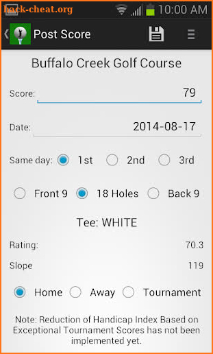 Golf Handicap Calculator Free -US Canada Australia screenshot