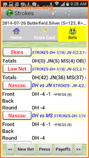 Golf Strokes & Bets screenshot