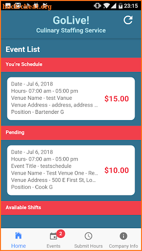 GoLive! Culinary Staffing Service screenshot