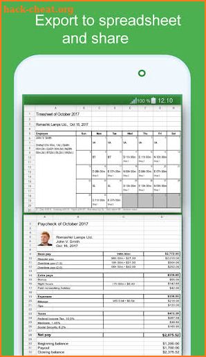 Green Timesheet - shift work log and payroll app screenshot