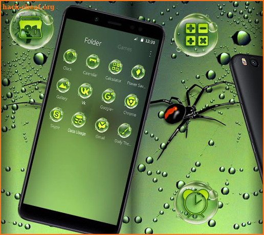 Green Water Drop Spider Theme screenshot