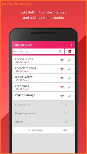 Grocery Shopping List - grocery list app screenshot