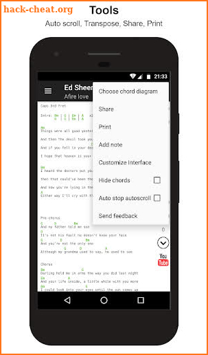 Guitar chords and tabs screenshot