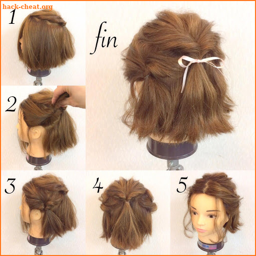 Hairstyles for short hair DIY step by step screenshot