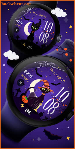 Halloween Witchy Cat - Wear OS screenshot