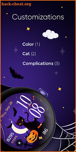 Halloween Witchy Cat - Wear OS screenshot