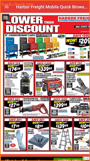 Harbor Freight Mobile Quick Browser screenshot