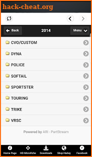 Harley OEM Parts Stream App screenshot