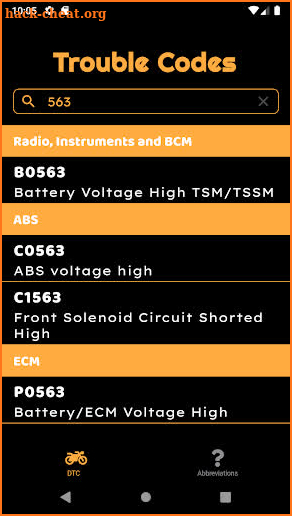 Harley Trouble Codes screenshot