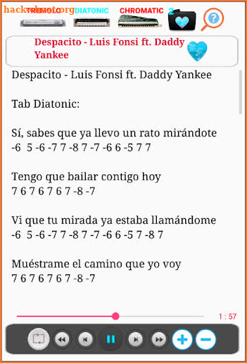 Harmonica Tabs with MIDI (audio) screenshot