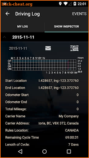 Hawk Eye Trucking Log Book screenshot