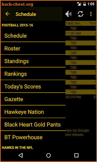 Hawkeye Football Schedule screenshot