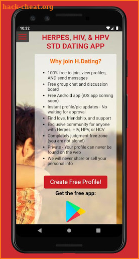 H.Dating - Free Herpes, HIV, & HPV STD Dating App screenshot