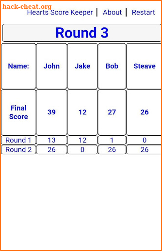 Hearts Score Keeper screenshot