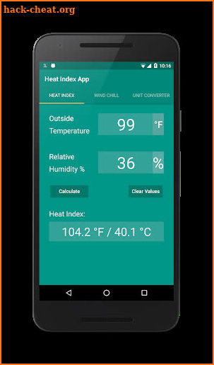 Heat Index App screenshot