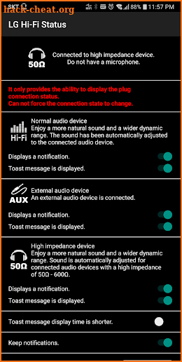 Hi-Fi Status(LG) screenshot