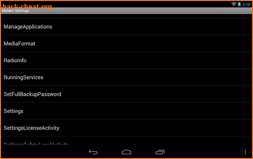 Hidden Android Settings screenshot